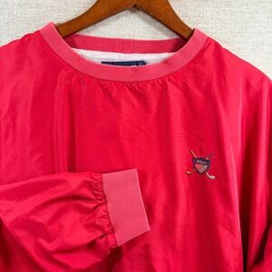 VTG Polo Golf Ralph Lauren Red Windbreaker Pullover Crest Logo Mens LG Thrashed